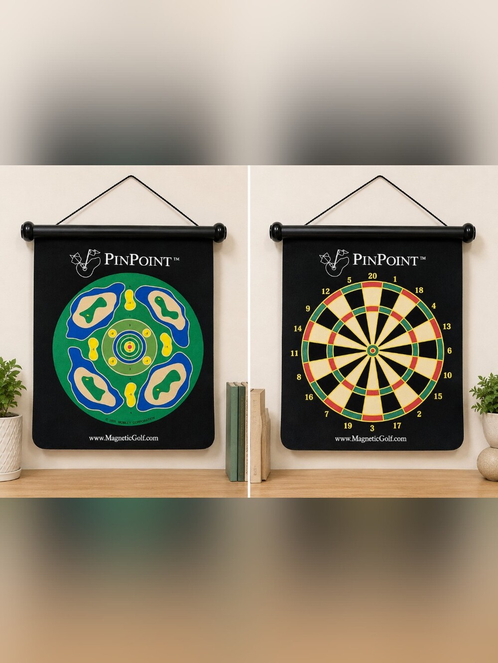 Vintage PinPoint Magnetic Golf Dart Board Game Double Sided